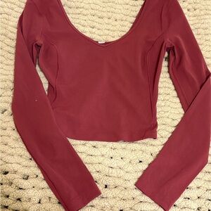Lululemon Athletica Deep Red Long Sleeve Top